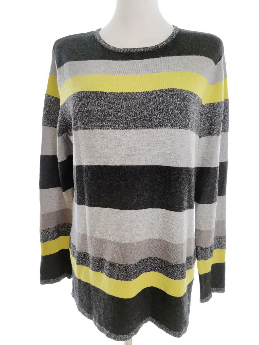 Gerry weber Rozmiar 38/40 Kolor Szary Pasy Crew Neck Bluzka z dzianiny Długi rękaw