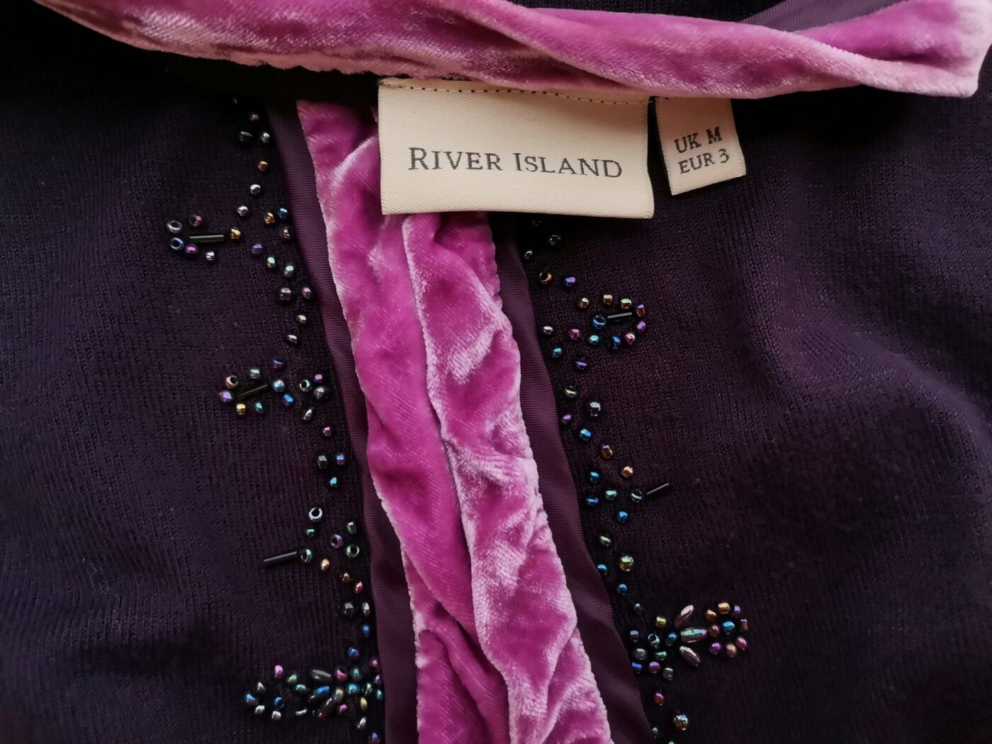 River island Rozmiar M Kolor Fioletowy W serek Kardigan Zapinany Długi rękaw Materiał Wiskoza Cienka dzianina