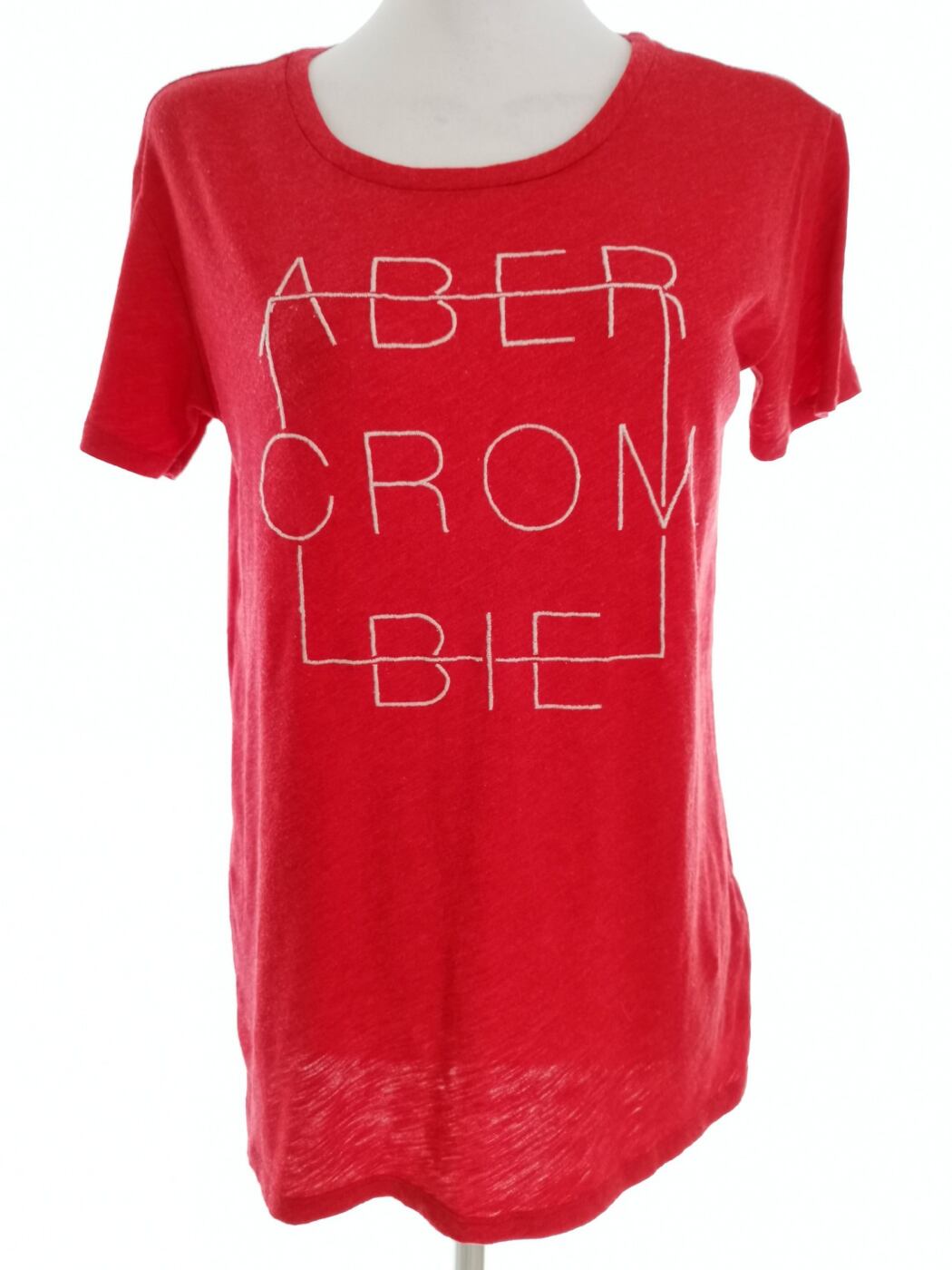 ABERCROMBIE & FITCH Rozmiar XS Kolor Czerwony Okrągły dekolt T-Shirt Krótki rękaw Materiał Bawełna