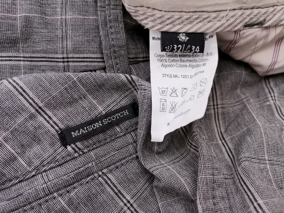 Maison scotch Rozmiar W32 L34 Kolor Szary Krata Materiał Bawełna 100%