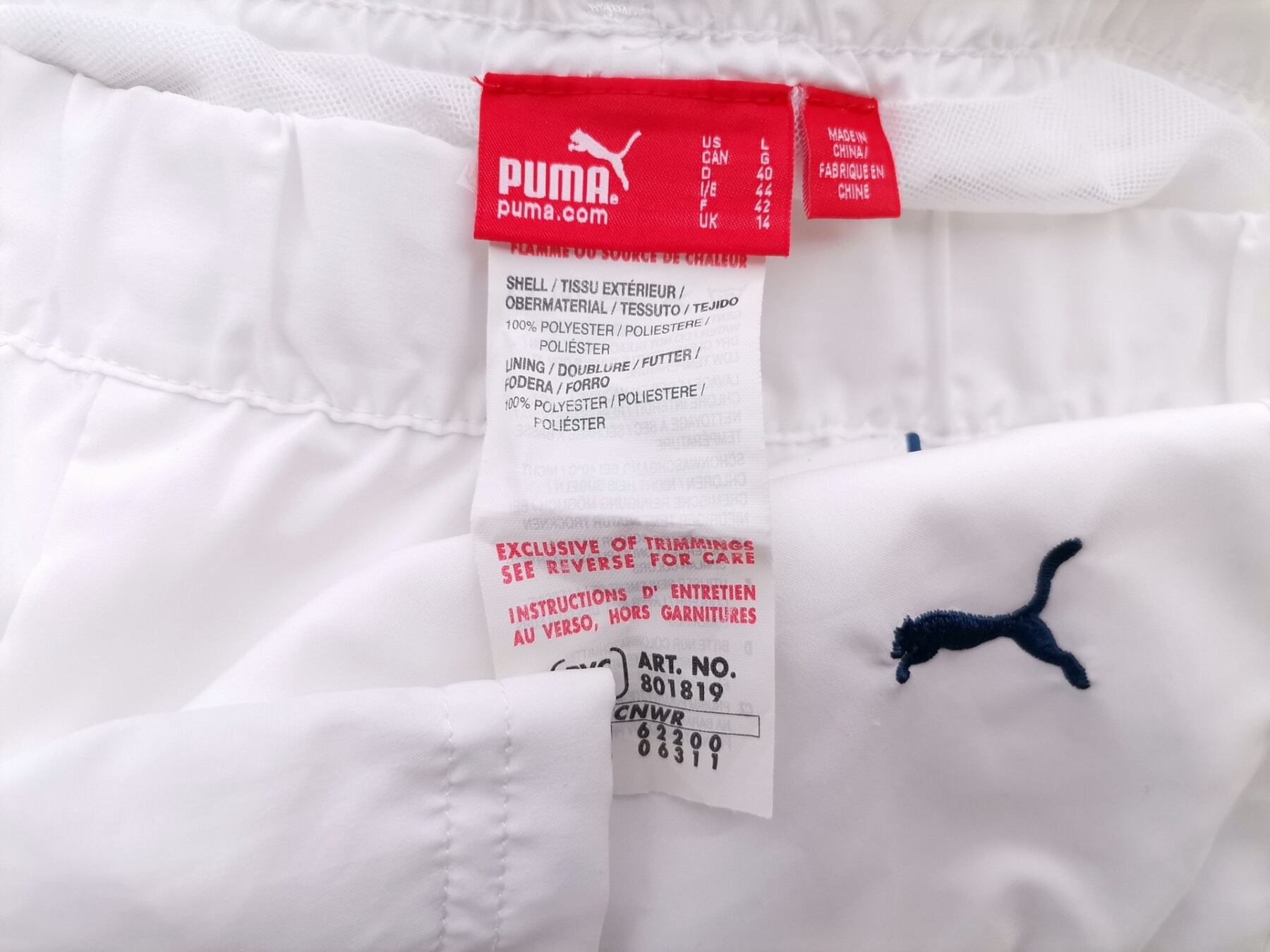 Puma Rozmiar 40 Kolor Biały Spodnie Eleganckie