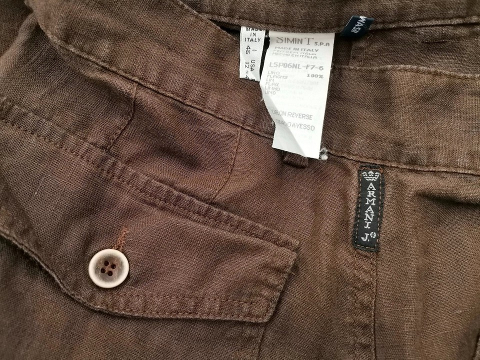 ARMANI JEANS Rozmiar 42 Kolor Brązowy Spodnie Casual Materiał Len 100%