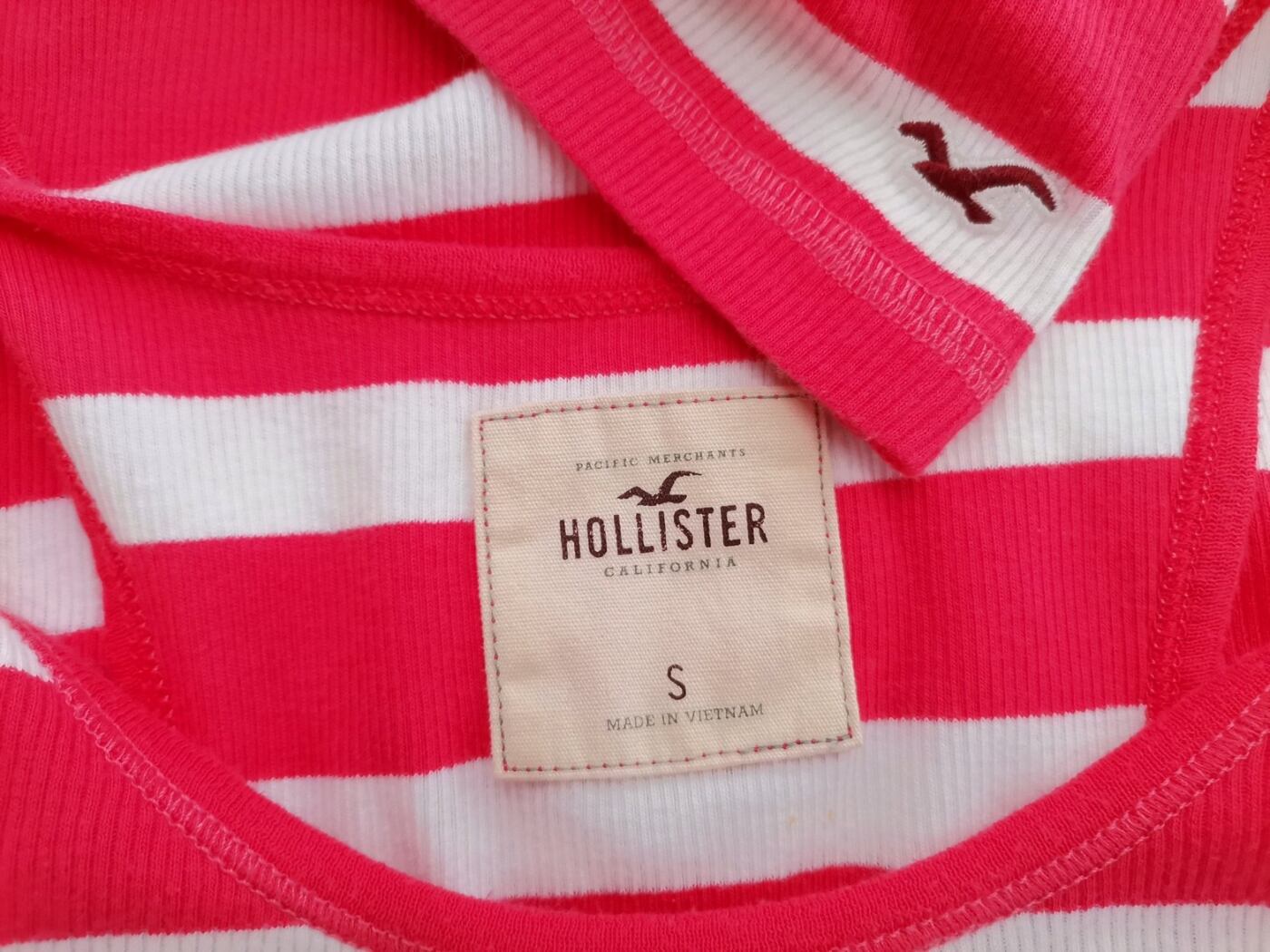 Hollister Rozmiar S Kolor Różowy Pasy Dekolt U Bluzka Bezrękawnik Materiał Bawełna