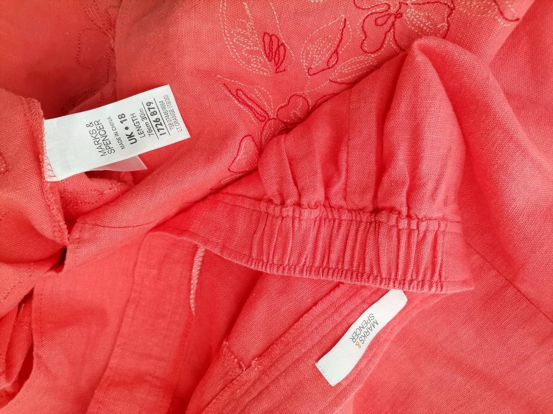 Marks&spencer Rozmiar 18 (46) Kolor Pomarańczowy Spódnica Maxi Długa Materiał Len