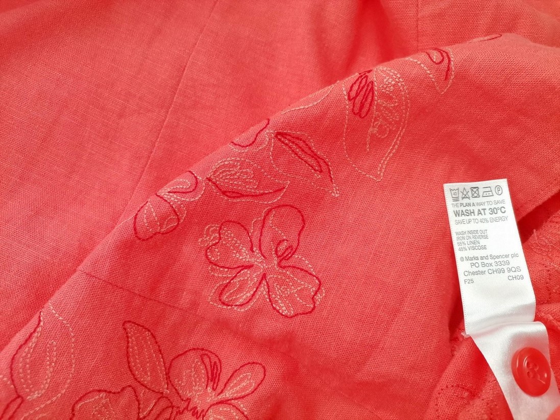 Marks&spencer Rozmiar 18 (46) Kolor Pomarańczowy Spódnica Maxi Długa Materiał Len