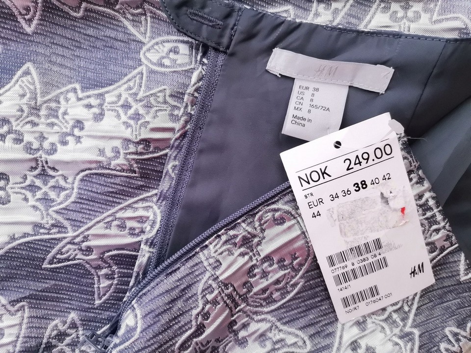 H&m Rozmiar 38 Kolor Srebrny Spódnica Mini Krótka