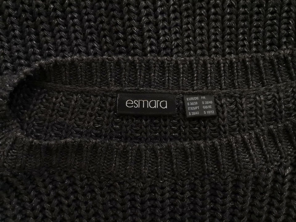 Esmara Rozmiar 36/38 Kolor Szary Crew Neck Sukienka Sweterkowa Długi rękaw Do Kolan Materiał Bawełna