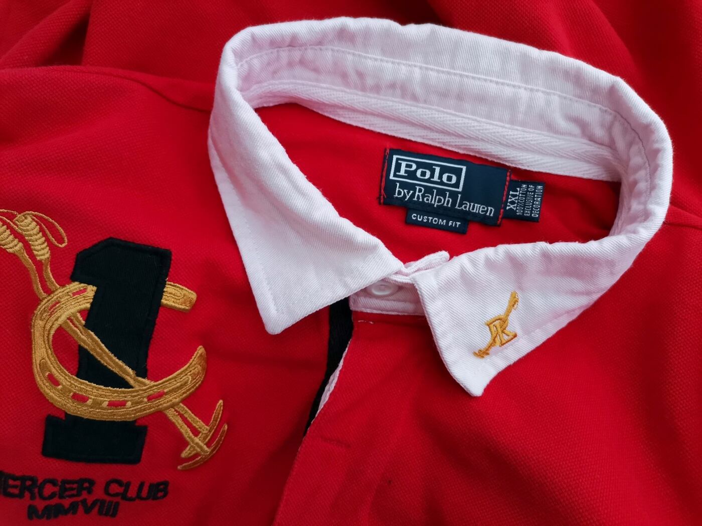 Polo Ralph Lauren Rozmiar XXL Kolor Czerwony Kołnierz Męska Koszula Polo Krótki rękaw Materiał Bawełna 100%