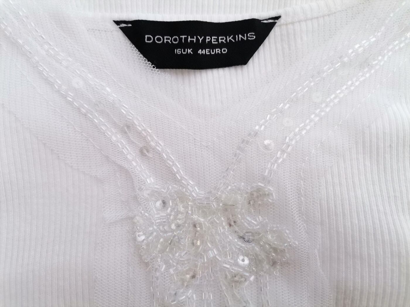 Dorothy perkins Rozmiar 16 (44) Kolor Biały W serek Bluzka Bezrękawnik Materiał Bawełna 100%