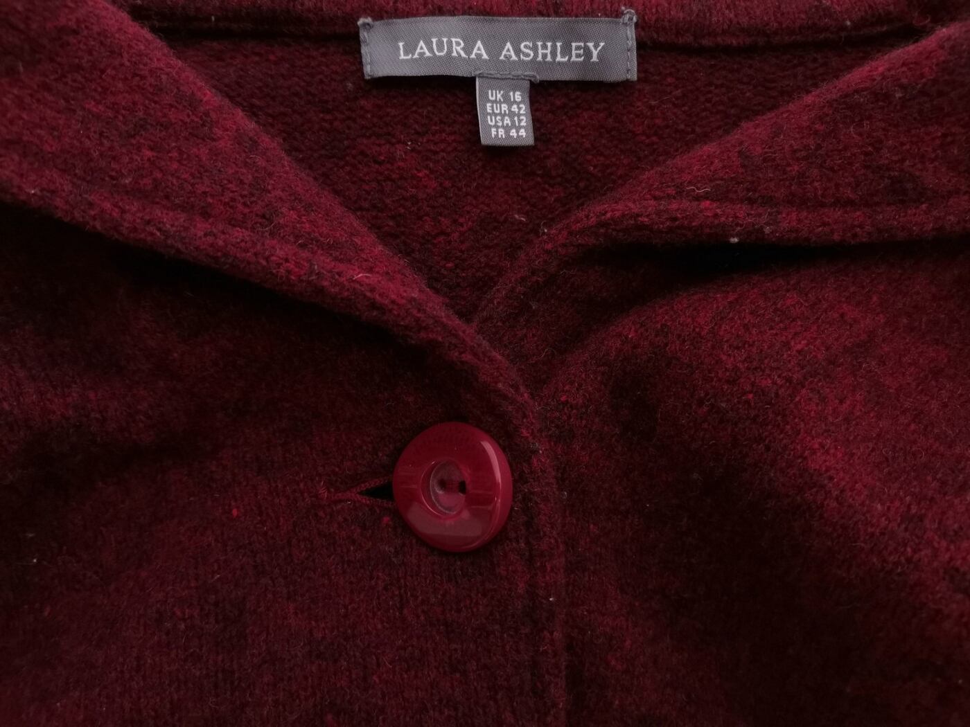 Laura ashley Rozmiar 16 (42) Kolor Bordowy Kołnierz Żakiet z zapięciem Długi rękaw