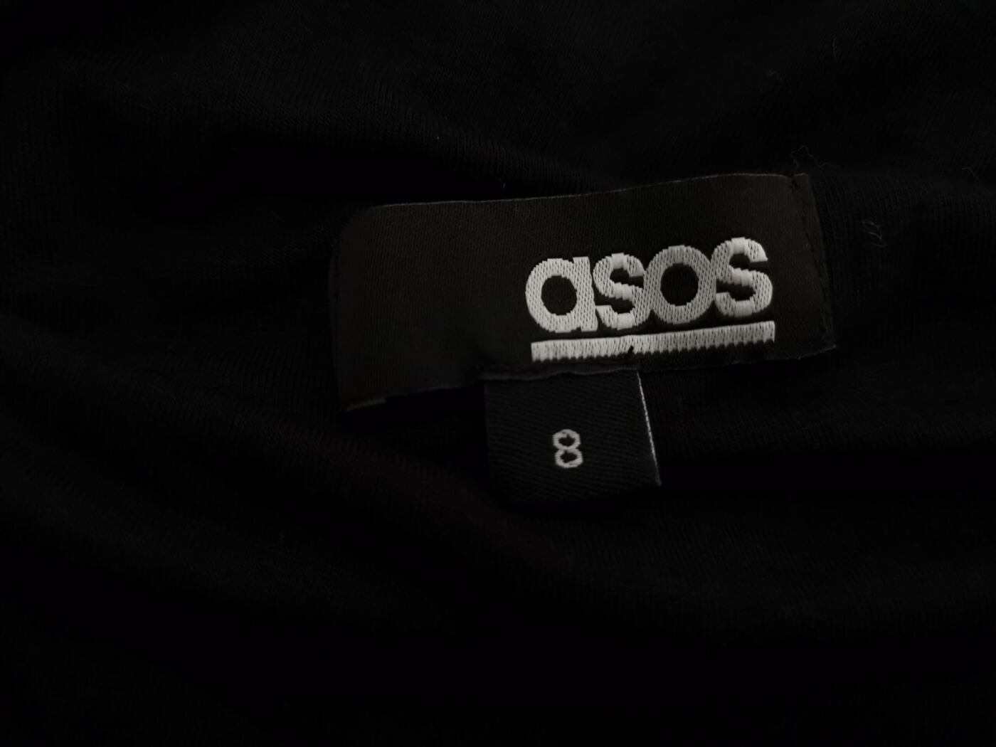 ASOS Rozmiar 8 (36) Kolor Czarny Dekolt Serce Sukienka Ołówkowa Krótki rękaw Do Kolan Materiał Wiskoza 100%