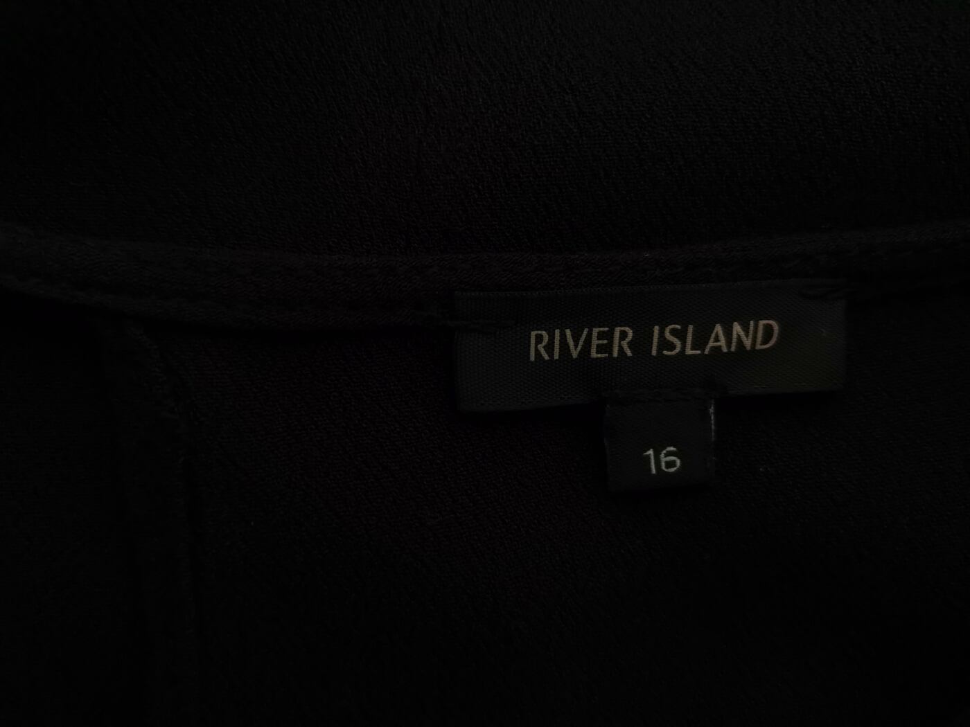 River island Rozmiar 16 (42) Kolor Czarny W łódkę Bluzka Krótki rękaw Materiał Wiskoza 100%