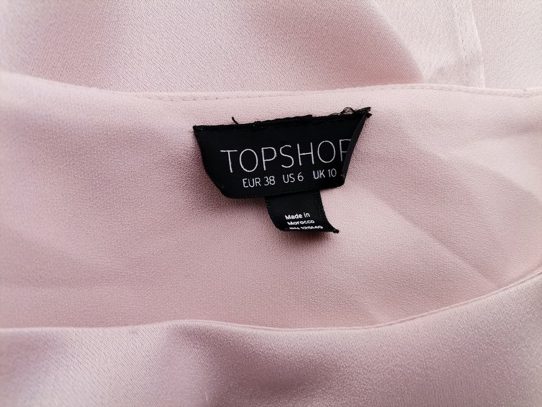 Topshop Rozmiar 10 (38) Kolor Pudrowy Róż Okrągły dekolt Bluzka Krótki rękaw