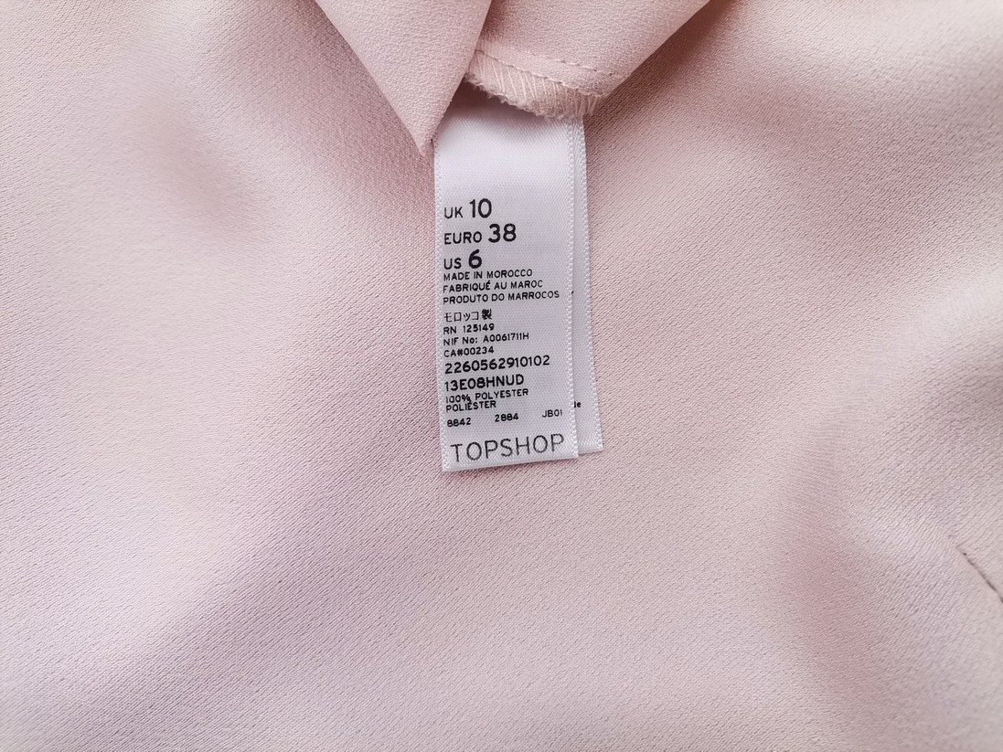 Topshop Rozmiar 10 (38) Kolor Pudrowy Róż Okrągły dekolt Bluzka Krótki rękaw