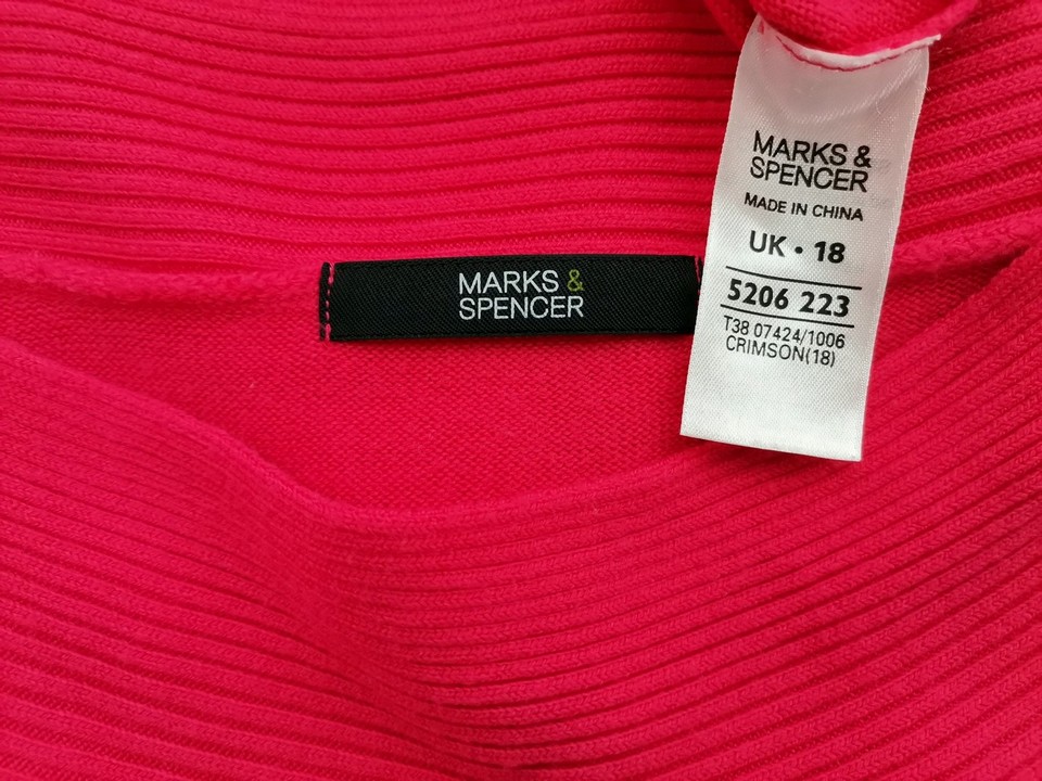 Marks&spencer Rozmiar 18 (46) Kolor Różowy W łódkę Sweter Rękaw 3/4 Materiał Akryl 100% Cienka dzianina