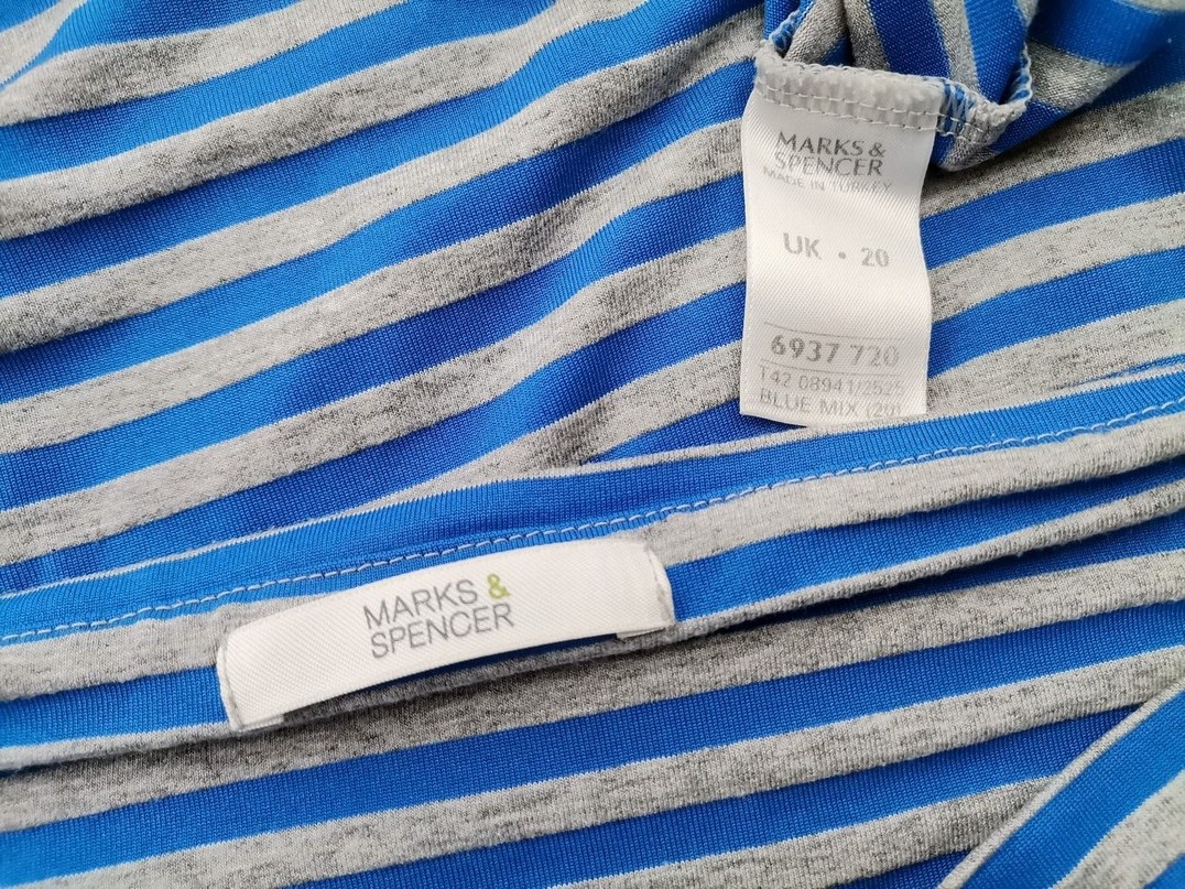 Marks&spencer Rozmiar 20 (48) Kolor Niebieski Pasy Spódnica Maxi Długa Materiał Wiskoza