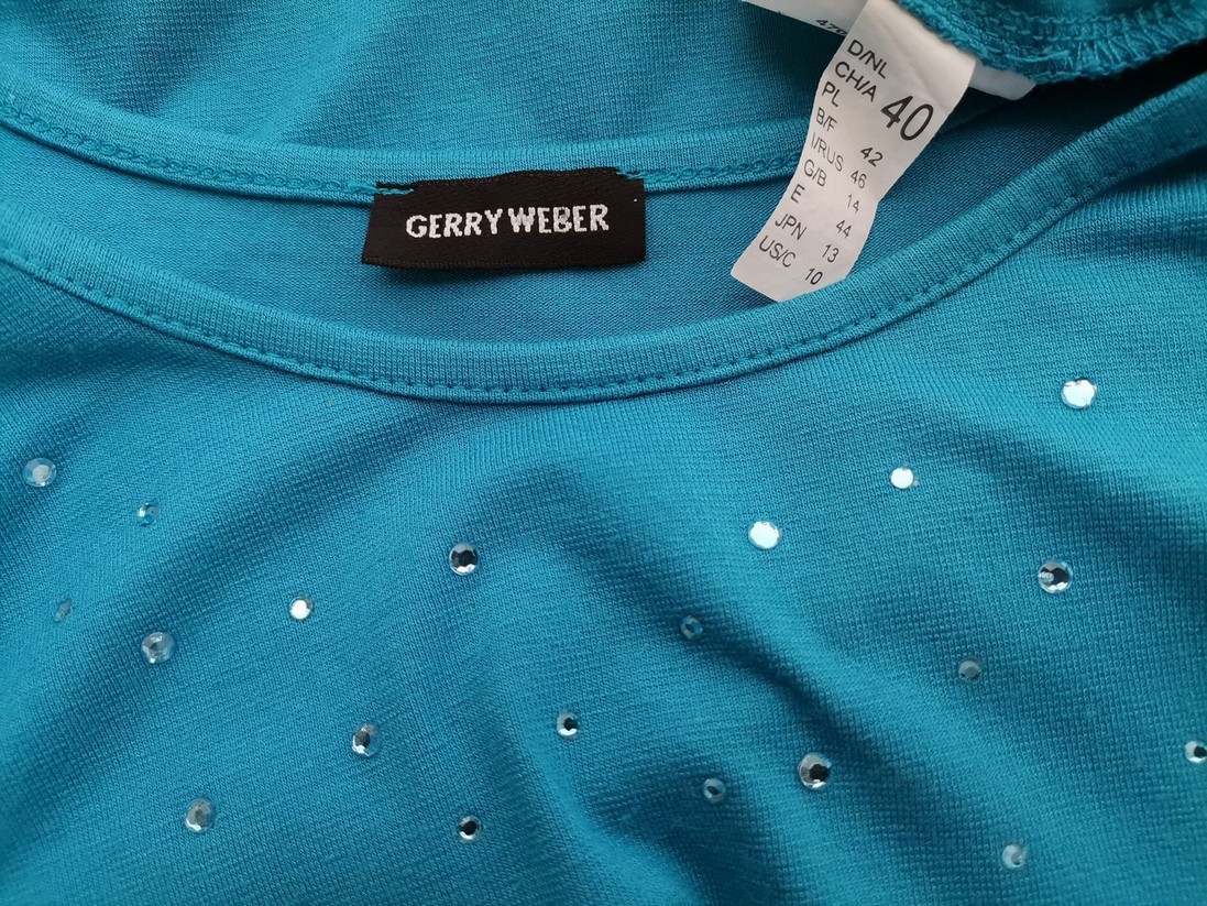 Gerry weber Rozmiar 40 Kolor Niebieski Okrągły dekolt Bluzka Krótki rękaw Materiał Wiskoza