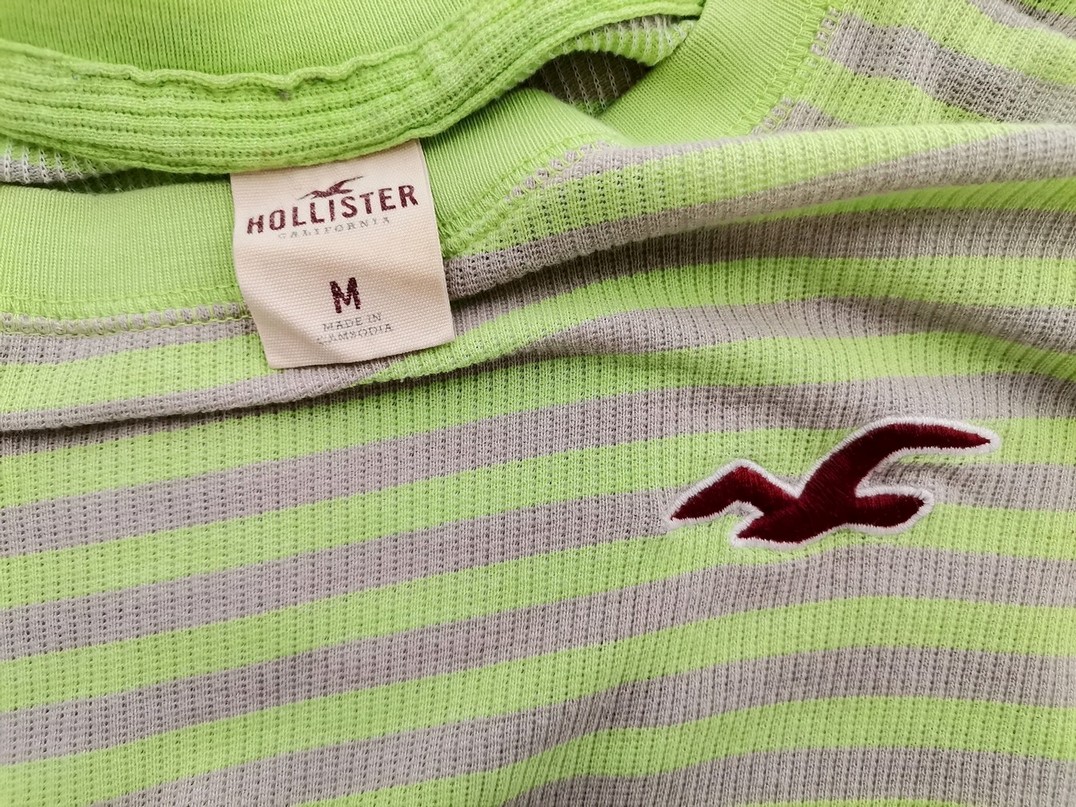 Hollister Rozmiar M Kolor Zielony Pasy Męski Sweter Długi rękaw Materiał Bawełna