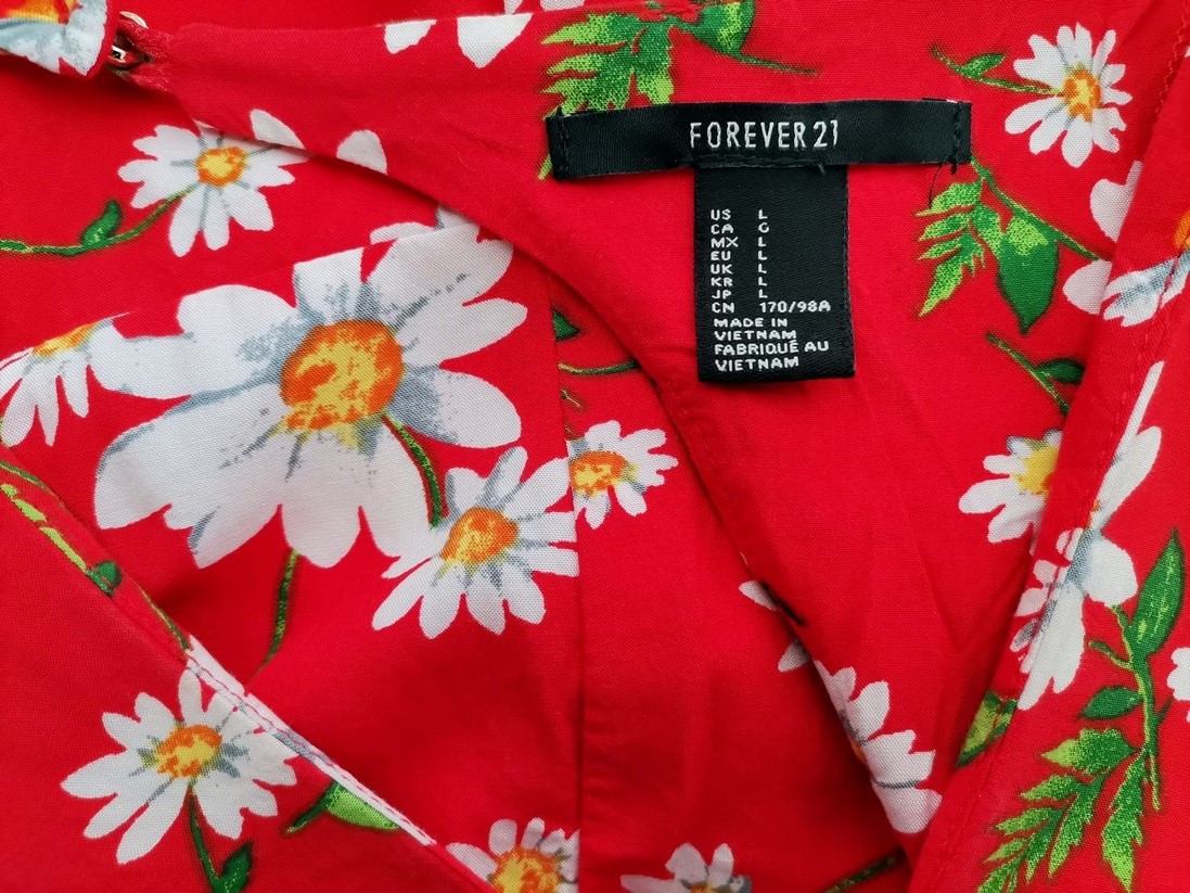 Forever 21 Rozmiar L Kolor Czerwony W serek Bluzka Krótki rękaw Materiał Rayon 100%