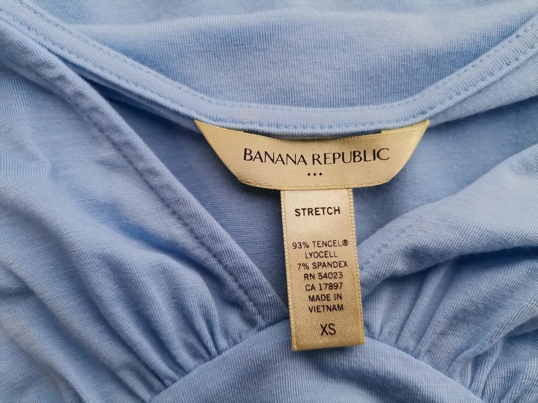 Banana Republic Rozmiar XS Kolor Niebieski Głęboki Serek Bluzka Peplum Krótki rękaw Materiał Tencel