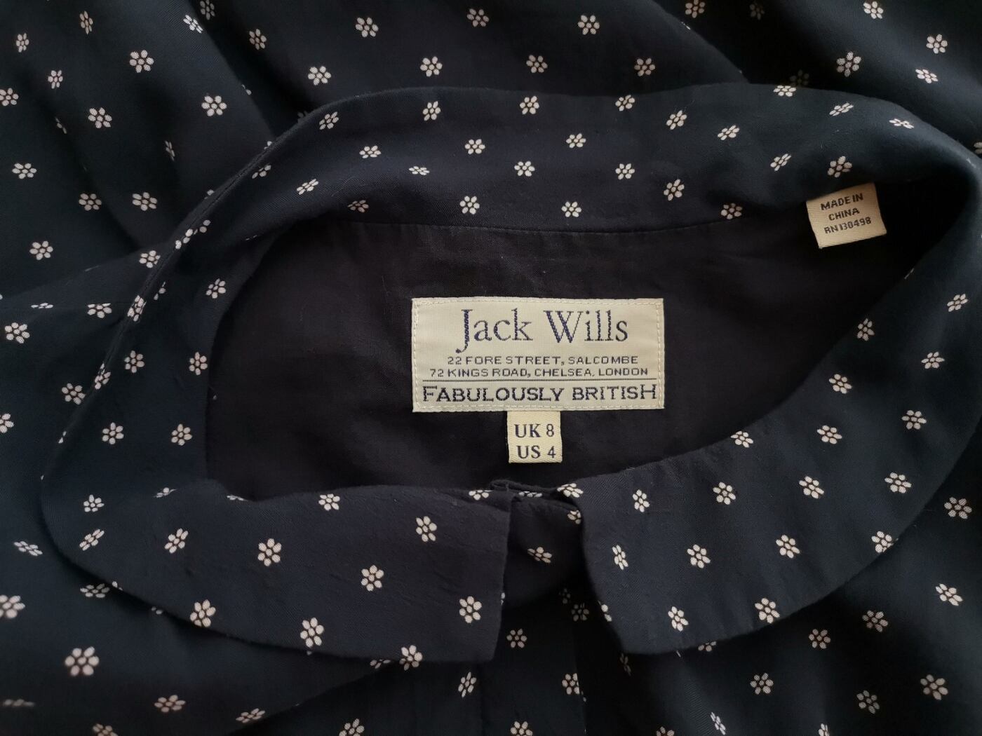 Jack Wills Rozmiar 8 (36) Kolor Granatowy Kołnierz Sukienka Prostokątna Bezrękawnik Do Kolan Materiał Wiskoza 100%