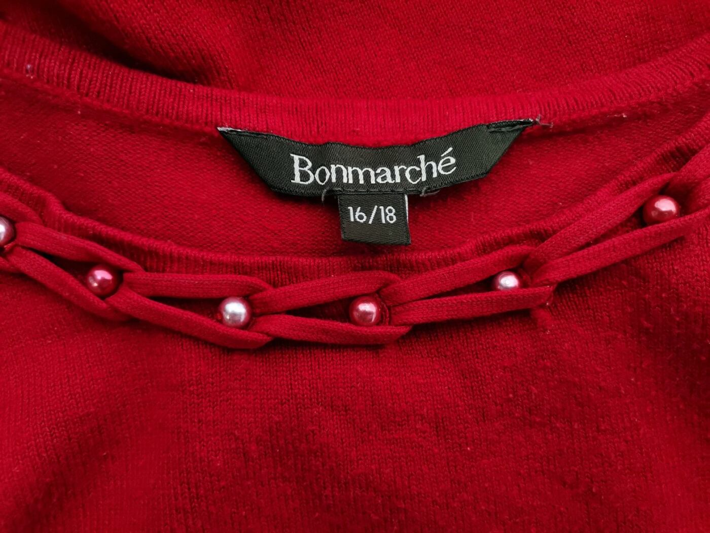 BONMARCHE Rozmiar 16/18 (44/46) Kolor Czerwony Okrągły dekolt Sweter Długi rękaw Materiał Wiskoza Cienka dzianina