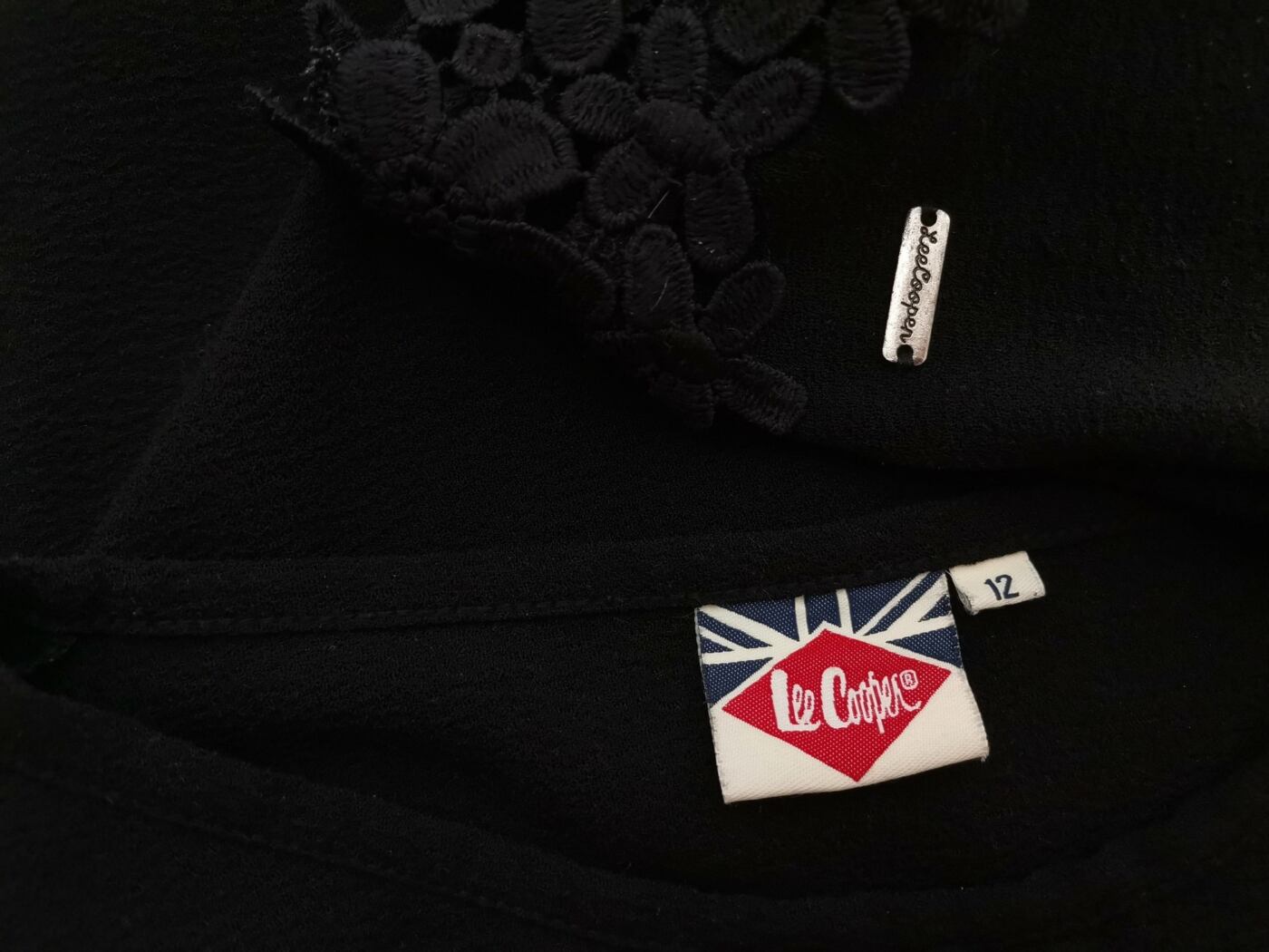 Lee Cooper Rozmiar 12 (40) Kolor Czarny Okrągły dekolt Bluzka Krótki rękaw