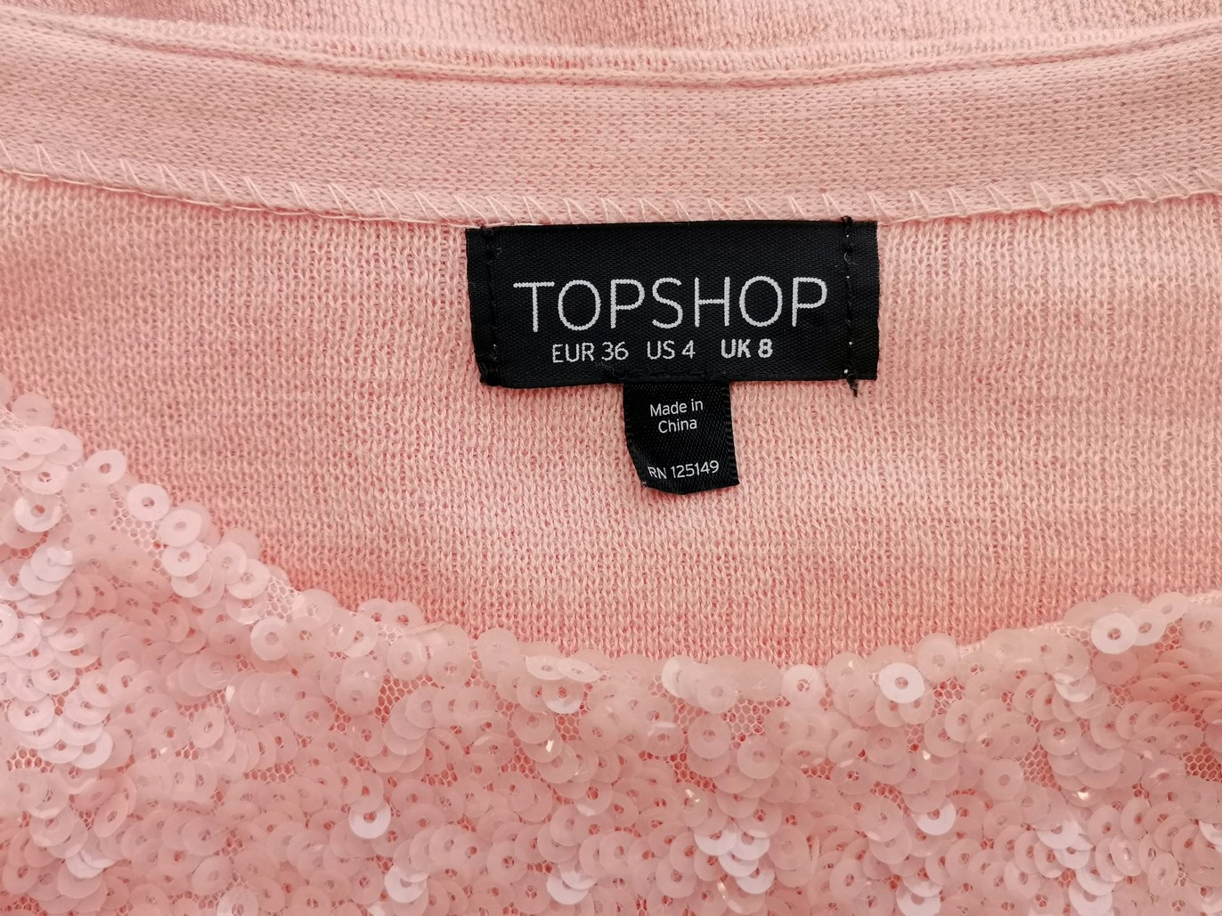 Topshop Rozmiar 36 Kolor Pudrowy Róż Okrągły dekolt Sweter Krótki rękaw Materiał Bawełna 100% Cienka dzianina