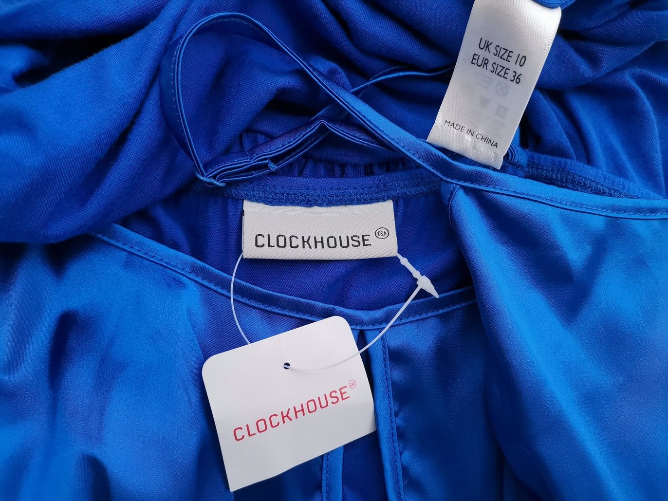 Clockhouse Rozmiar 10 (36) Kolor Niebieski Keyhole Crew Neck Sukienka Bodycon Bezrękawnik Krótka Materiał Wiskoza