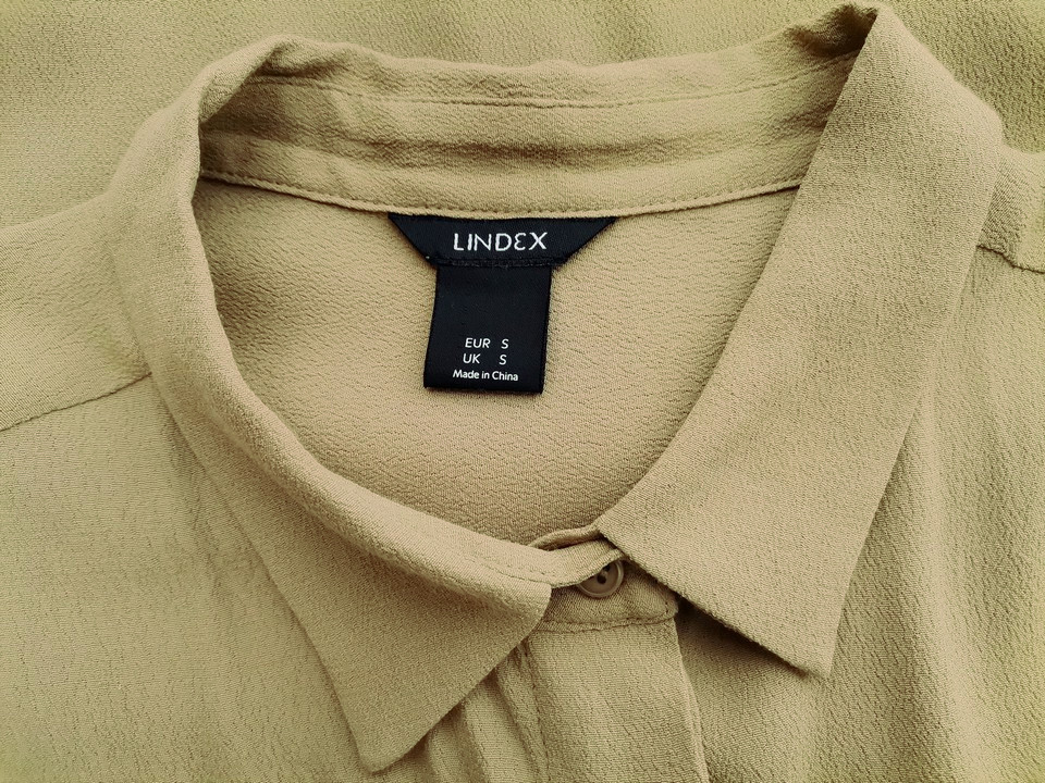 Lindex Rozmiar S Kolor Khaki Kołnierz Koszula Zapinana Bluzka Krótki rękaw Materiał Wiskoza 100%