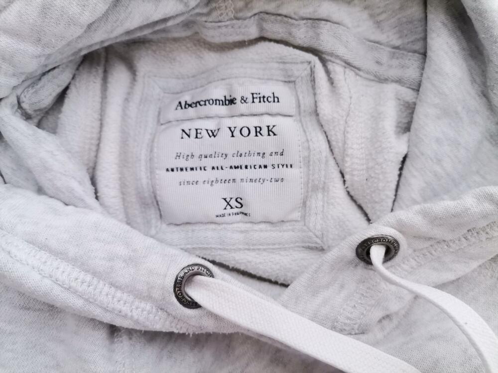 ABERCROMBIE & FITCH Rozmiar XS Kolor Szary Bluza z kapturem Długi rękaw Materiał Bawełna