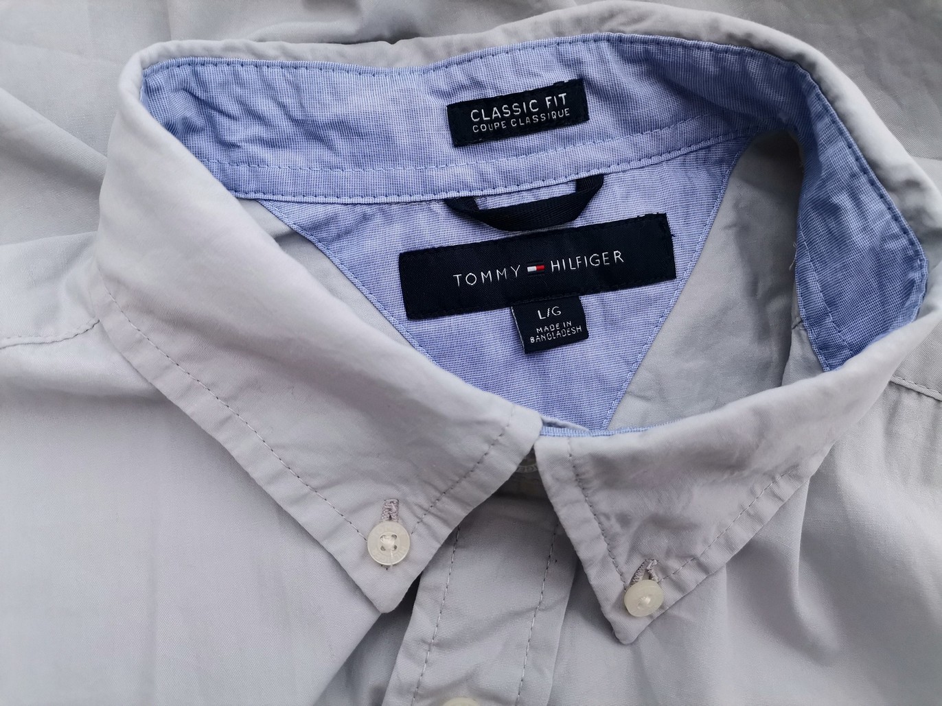 Tommy hilfiger Rozmiar L Kolor Szary Kołnierz Męska Koszula Casual Krótki rękaw Materiał Bawełna 100%