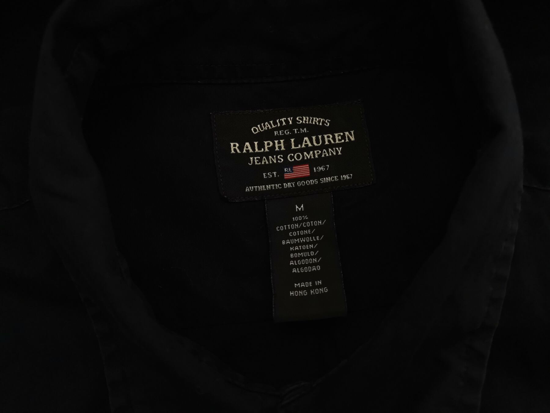 Ralph Lauren Rozmiar M Kolor Granatowy Kołnierz Męska Koszula Casual Długi rękaw Materiał Bawełna 100%