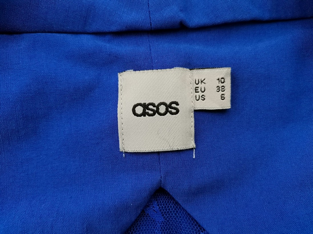 ASOS Rozmiar 10 (38) 36 Kolor Niebieski W serek Sukienka Ołówkowa Krótki rękaw Midi Materiał Wiskoza