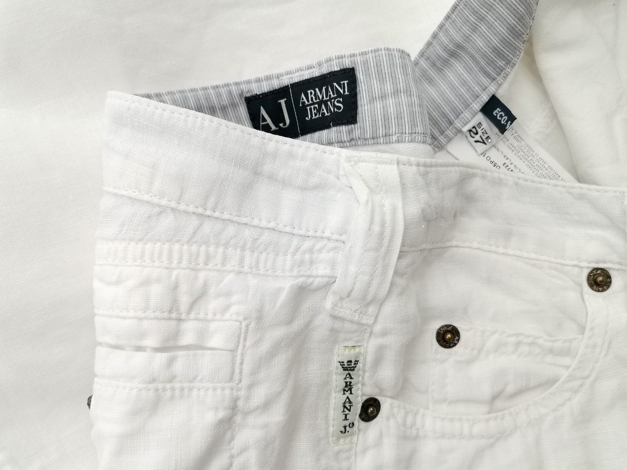 AJ ARMANI JEANS Rozmiar 27 (38) Kolor Biały Spodnie Eleganckie Materiał Len 100%