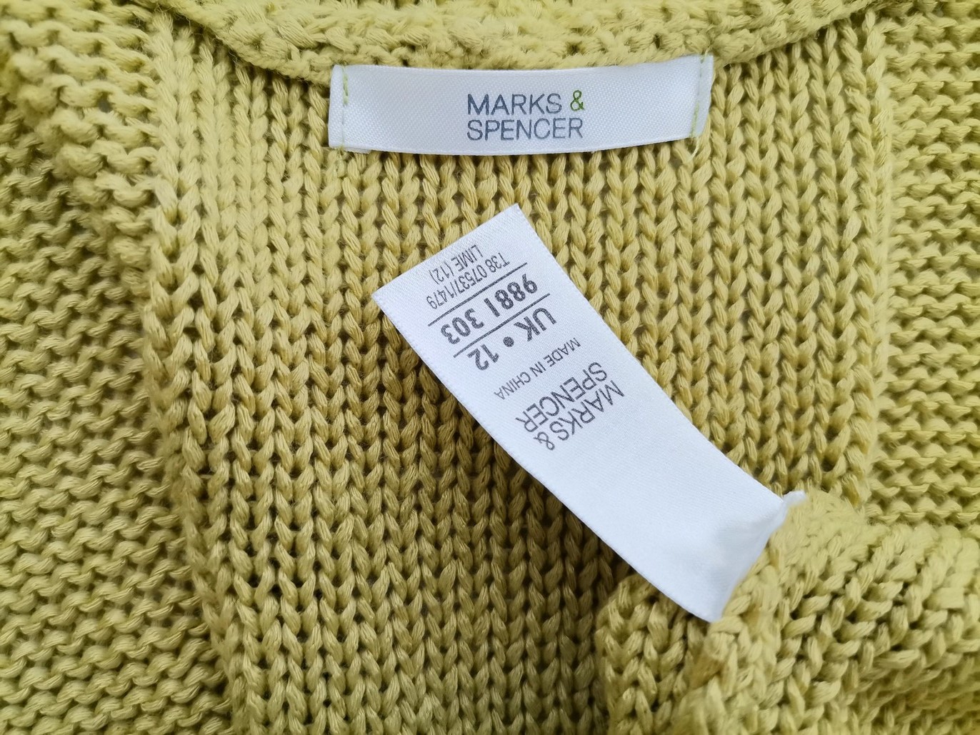 Marks&spencer Rozmiar 12 (40) Kolor Zielony W serek Długi Otwarty Kardigan Krótki rękaw Materiał Akryl 100% Cienka dzianina