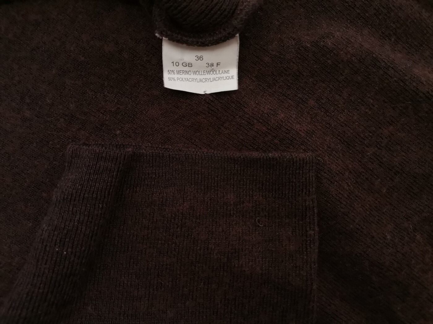 Lecomte Rozmiar 36 Kolor Brązowy Crew Neck Sweter Krótki rękaw Materiał Wełna Merino