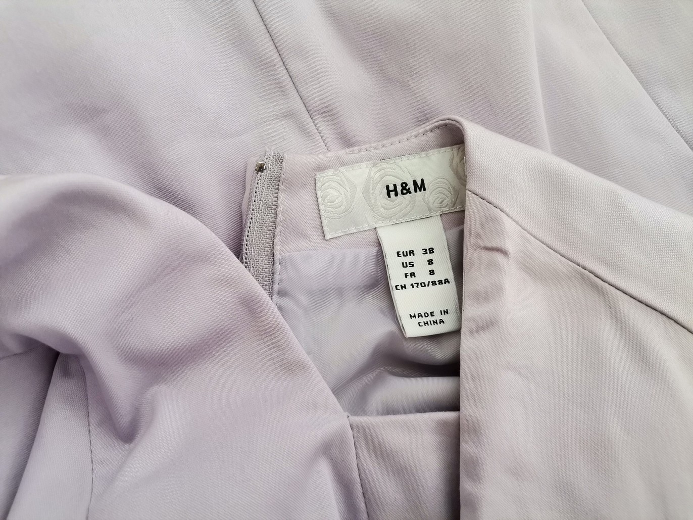 H&m Rozmiar 38 Kolor Lawendowy Kwadratowy dekolt Sukienka A-Line Krótki rękaw Midi Materiał Bawełna