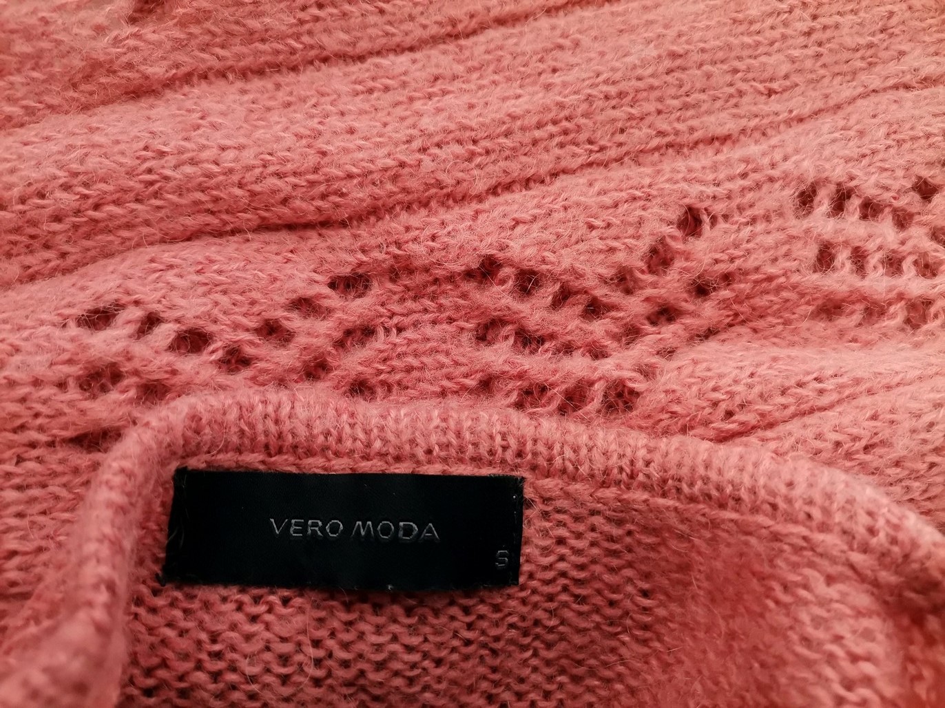 Vero moda Rozmiar S Kolor Różowy W serek Peleryna Kardigan Długi rękaw Otwarta dzianina