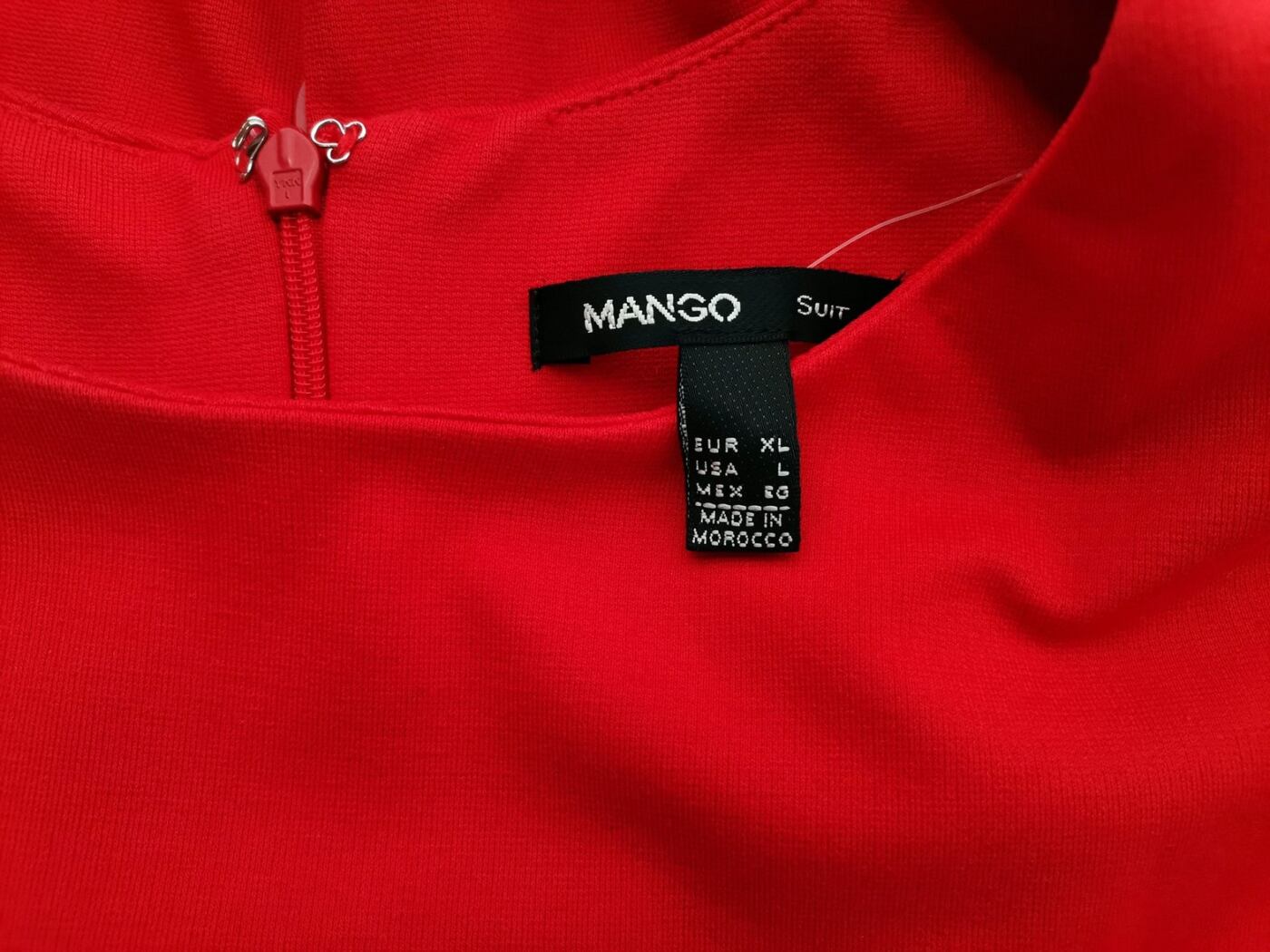 Mango Rozmiar XL Kolor Czerwony Crew Neck Bluzka Peplum Krótki rękaw Materiał Wiskoza