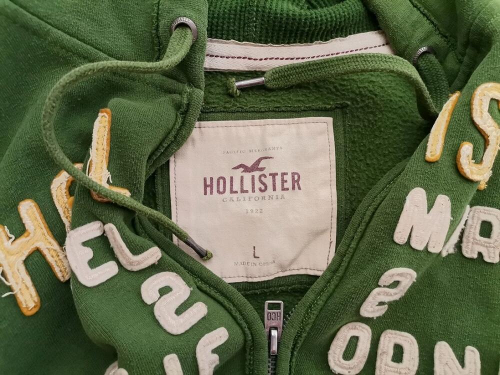 Hollister Rozmiar L Kolor Zielony Bluza na suwak Długi rękaw Materiał Bawełna