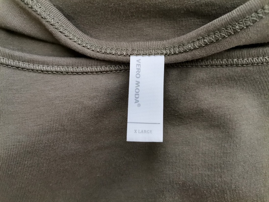 Vero moda Rozmiar XL Kolor Khaki Kwadratowy dekolt Tunika Bluzka Długi rękaw Materiał Bawełna