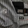 Jack & jones Rozmiar L Kolor Szary Pasy Kołnierz Męska Koszula Casual Długi rękaw Materiał Bawełna 100%