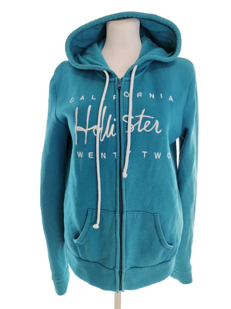 Hollister Rozmiar M Kolor Niebieski Bluza na suwak Długi rękaw Materiał Bawełna