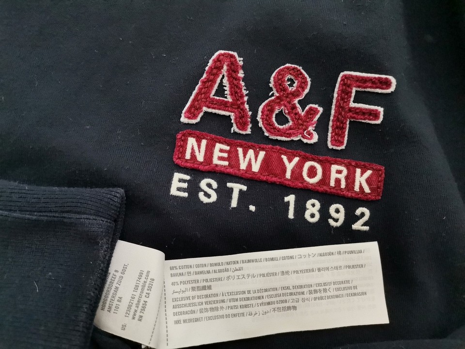 ABERCROMBIE & FITCH Rozmiar XS Kolor Granatowy Męski Sweter Długi rękaw Materiał Bawełna