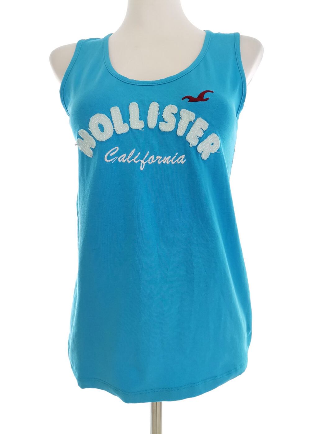 Hollister Rozmiar XL Kolor Niebieski Okrągły dekolt Bluzka Bezrękawnik Materiał Bawełna 100%