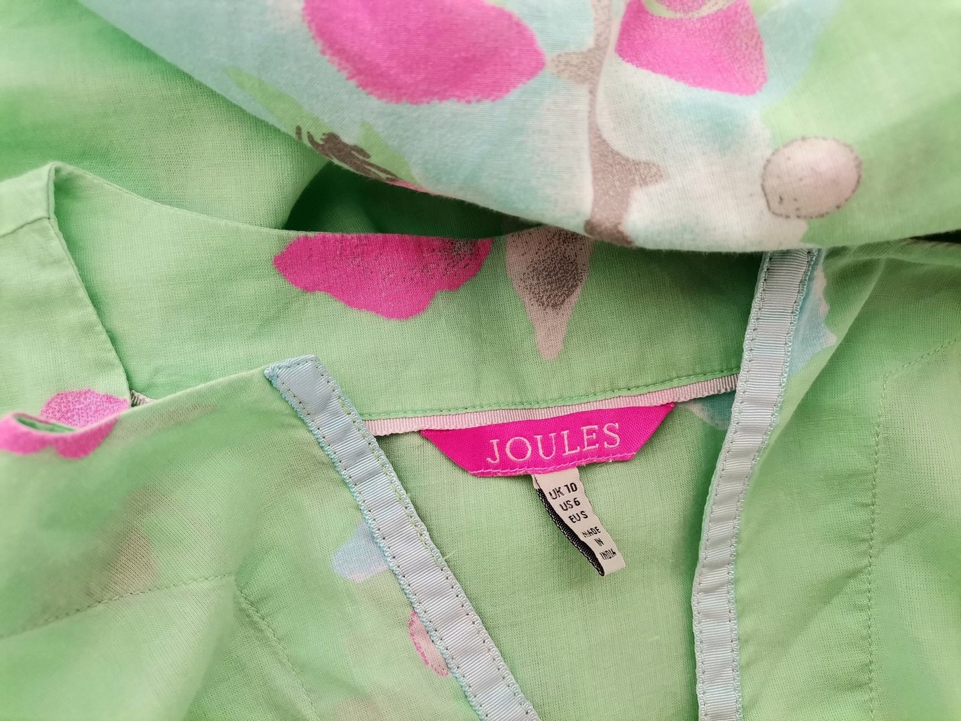 Joules Rozmiar 10 (38) Kolor Zielony Split Crew Neck Bluzka Rękaw 3/4 Materiał Bawełna 100%