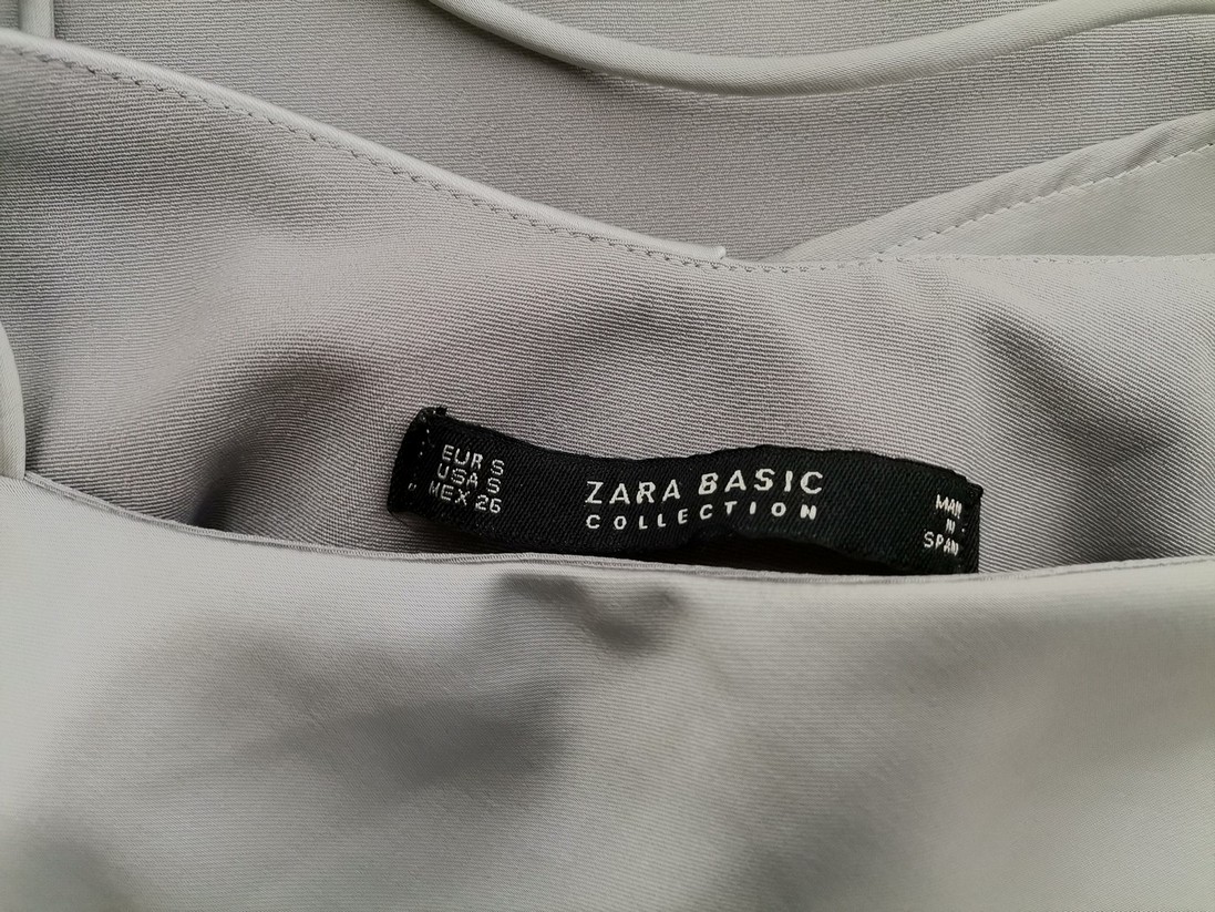 ZARA BASIC Rozmiar S Kolor Srebrny Kwadratowy dekolt Bluzka Bezrękawnik