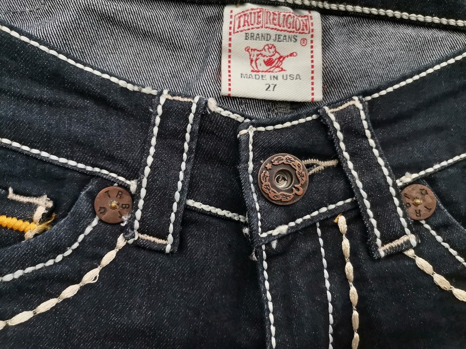 TRUE RELIGION Rozmiar 27 Kolor Granatowy Spodnie Jeansy Materiał Bawełna 100%