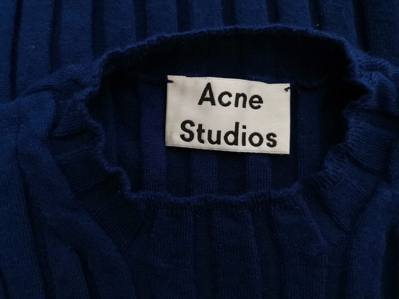 ACNE Studios Rozmiar M Kolor Granatowy Pół golf Sweter Długi rękaw Materiał Wełna Merino Cienka dzianina